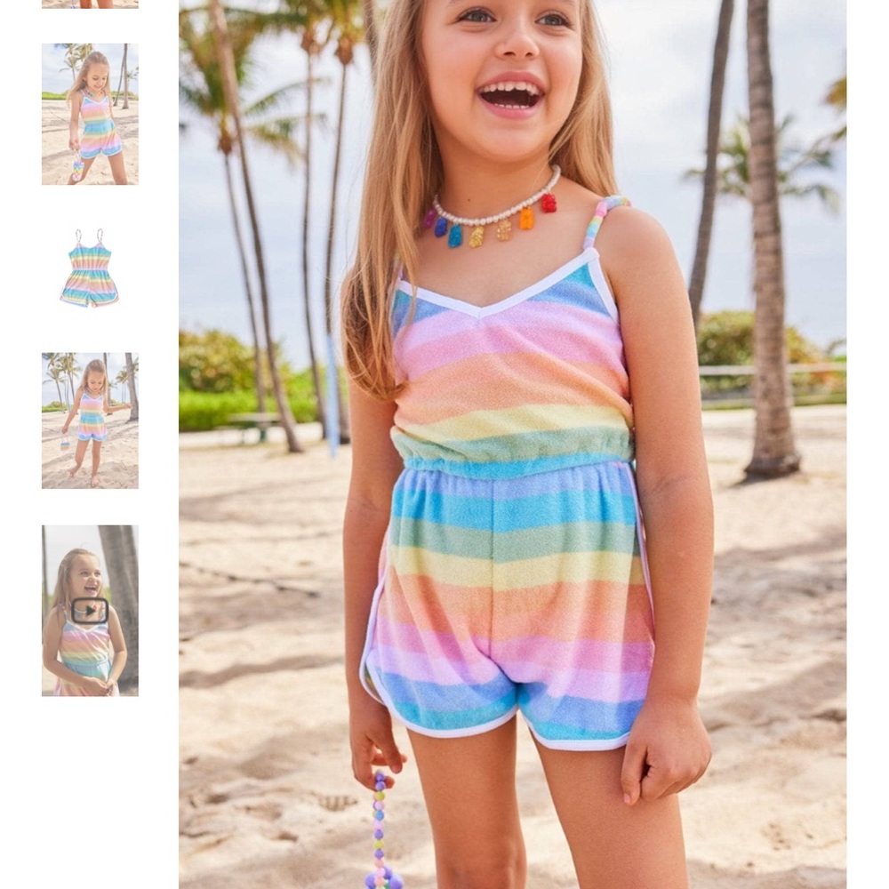 Lola + The Boys PASTEL OMBRE BEADED HEARTS ROMPER Size 4